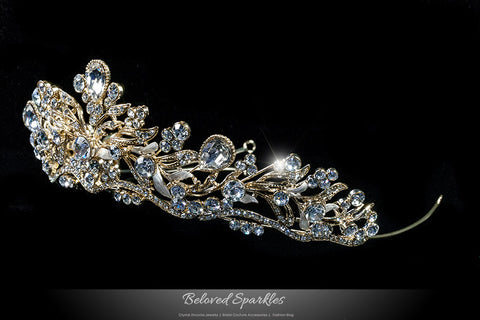 Sabella Victorian Art Deco Gold Tiara | Swarovski Crystal - Beloved Sparkles
 - 2