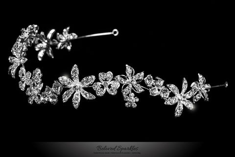 Loretta Flower Forehead Silver Headband | Swarovski Crystal - Beloved Sparkles
 - 2