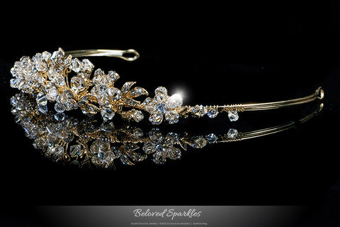 Judith Floral Cluster Gold Tiara | Swarovski Crystal - Beloved Sparkles
 - 2