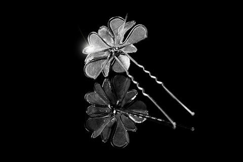 Orlina Large Mesh Flower Hair Stick Pin | Rhinestone - Beloved Sparkles
 - 2