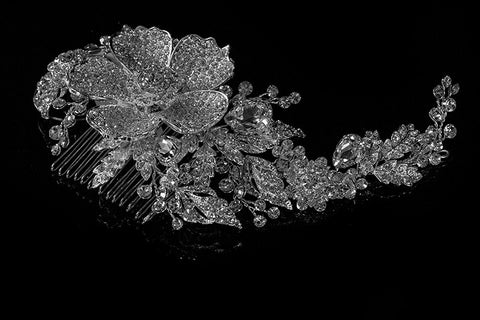 Adele Vintage Flower Statement Hair Comb | Swarovski Crystal - Beloved Sparkles
 - 2