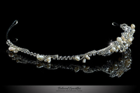 MayKayla Pearl Ribbon Gold  Headband | Swarovski Crystal - Beloved Sparkles
 - 2