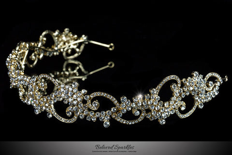 Bethany Swirl Filigree Gold Headband  | Swarovski Crystal - Beloved Sparkles
 - 2