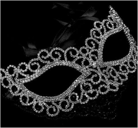 Marilee Art Deco Swirl Masquerade Mask | Crystal | Silver - Beloved Sparkles