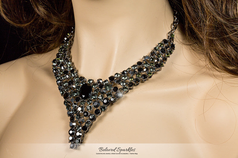 Givenchy Sleek Black Rhinestone Necklace - Ruby Lane
