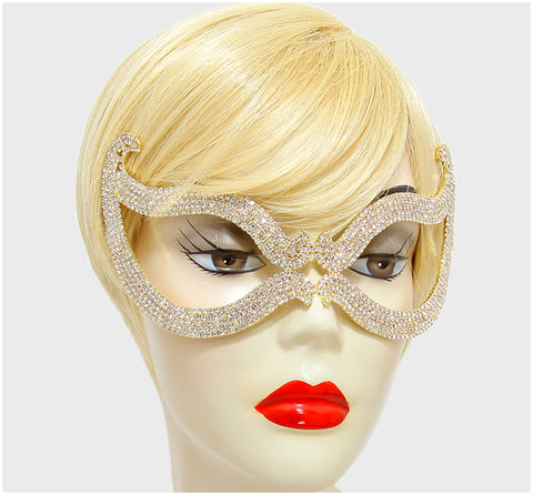 Bijou Romantic Cat Eye Crystal Masquerade Mask.| Gold | Crystal - Beloved Sparkles
 - 2