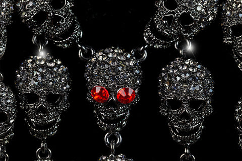 Skulls Cluster Black Diamond Goth Fashion Necklace | Crystal - Beloved Sparkles
 - 2