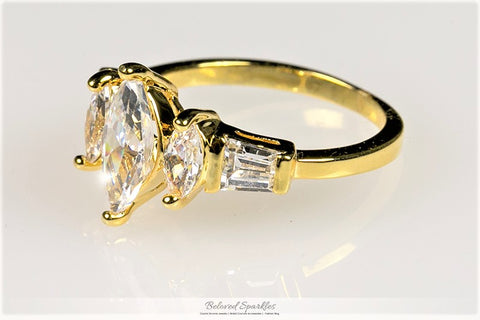 Burke Marquise Three Stone Engagement Ring | 2.5ct | 18k Gold