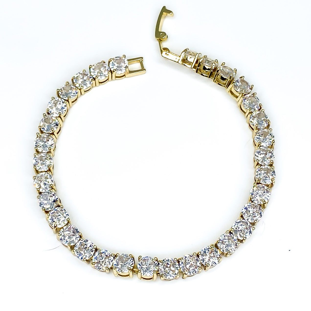 Carla 5mm Round CZ Gold Tennis Bracelet | 7in