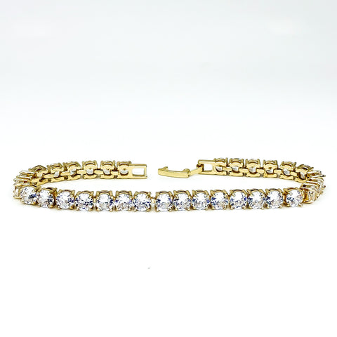 Cassidy Clear Round Gold Tennis Bracelet – 7in | 10ct