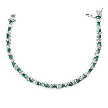 Cassidy 3 Emerald and Clear Round  CZ Tennis Bracelet – 7in | 10ct