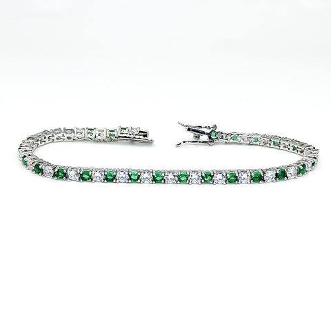 Cassidy Emerald and Clear Round  CZ Tennis Bracelet – 7in | 10ct