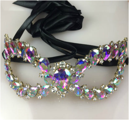 Ceirra Art Deco Cluster Statement Masquerade Mask | Gold | Crystal - Beloved Sparkles
 - 3