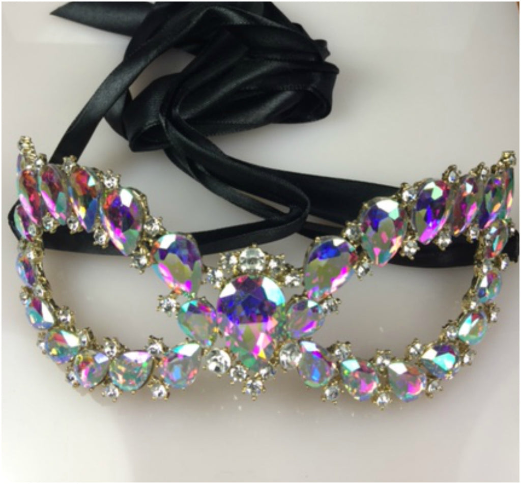 Ceirra Art Deco Cluster Statement Masquerade Mask | Gold | Crystal - Beloved Sparkles
 - 3