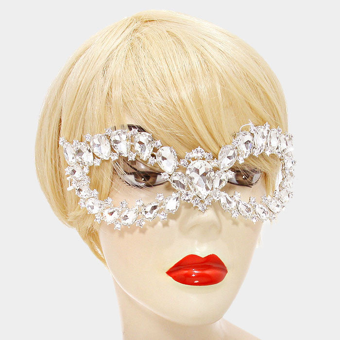 Ceirra Pear Crystal Cluster Masquerade Mask – Beloved Sparkles