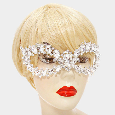 Ceirra Art Deco Cluster Statement Masquerade Mask | Crystal - Beloved Sparkles
 - 2