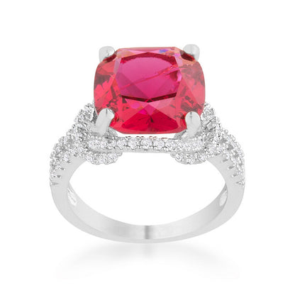 Charlene Ruby Red Classic Statement Cocktail Ring | 8 Carat | Cubic Zirconia - Beloved Sparkles