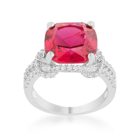Charlene Ruby Red Classic Statement Cocktail Ring | 8 Carat | Cubic Zirconia - Beloved Sparkles