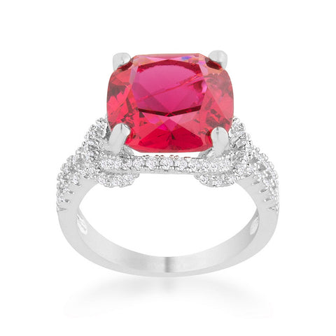 Charlene Ruby Red Classic Statement Cocktail Ring | 8 Carat | Cubic Zirconia - Beloved Sparkles