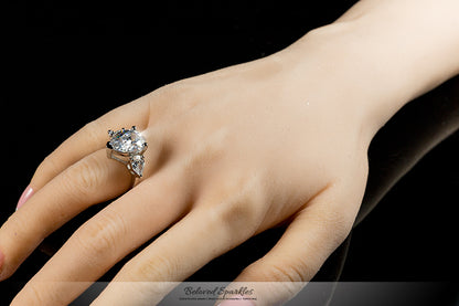 Delilah 6ct Pear Three Stone Engagement Ring | 7.5ct