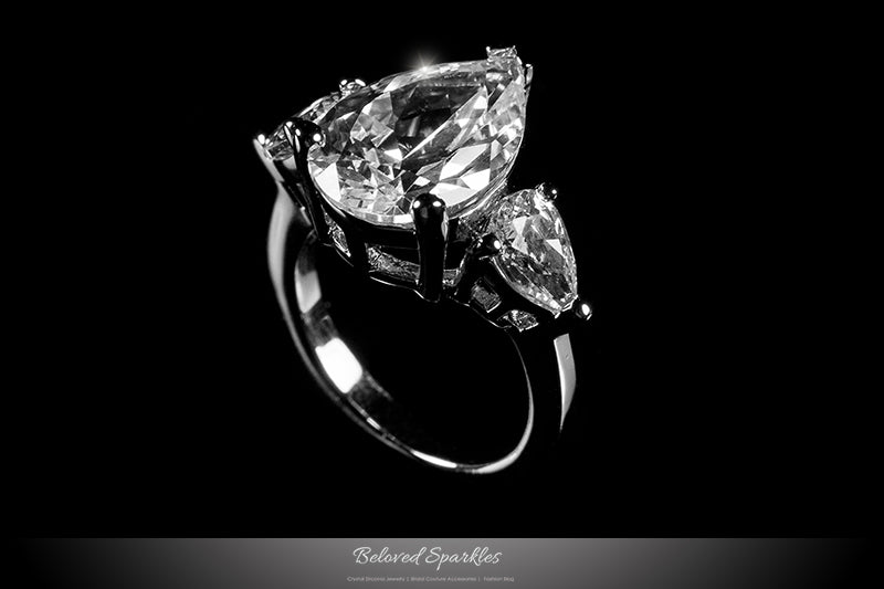 Delilah 6ct Pear Three Stone Engagement Ring | 7.5ct