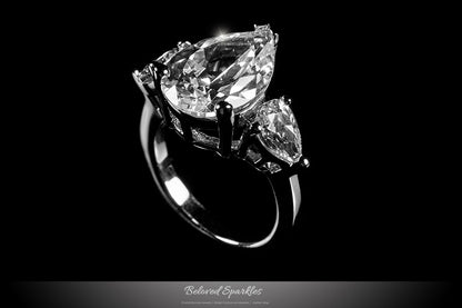 Delilah 6ct Pear Three Stone Engagement Ring | 7.5ct