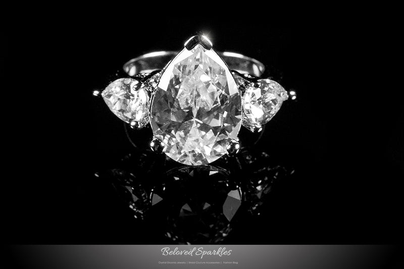 Delilah 6ct Pear Three Stone Engagement Ring | 7.5ct