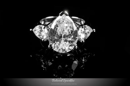 Delilah 6ct Pear Three Stone Engagement Ring | 7.5ct