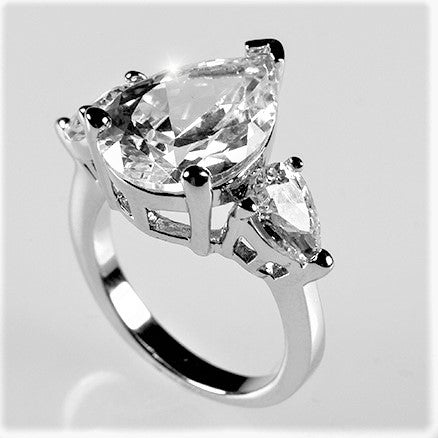 Delilah 6ct Pear Three Stone Engagement Ring | 7.5ct