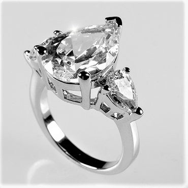 Delilah 6ct Pear Three Stone Engagement Ring | 7.5ct