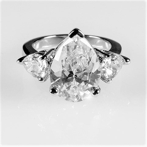 Delilah 6ct Pear Three Stone Engagement Ring | 7.5ct