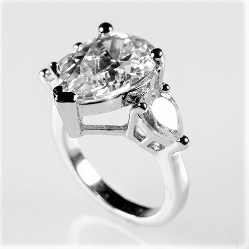 Delilah 6ct Pear Three Stone Engagement Ring | 7.5ct