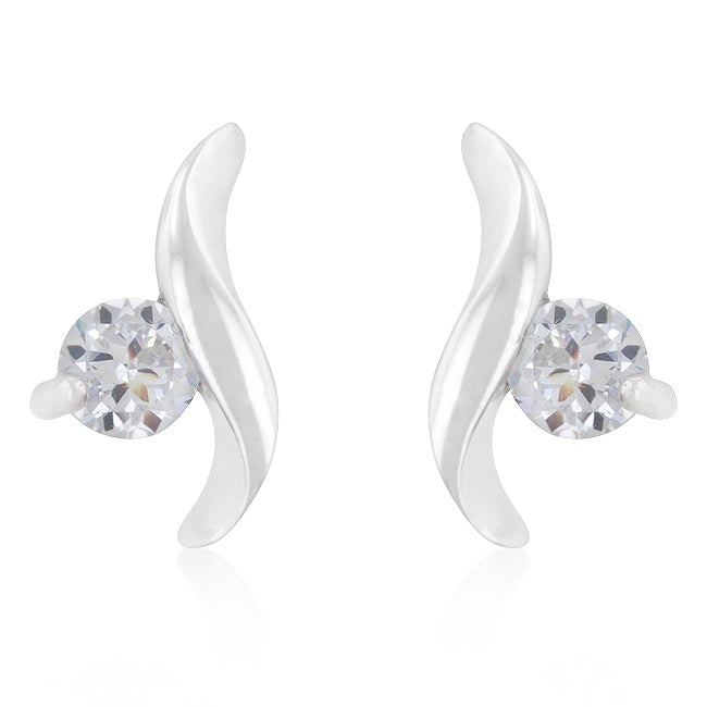 Elaine Twisting Solitaire CZ Stud Earrings  | 0.5ct