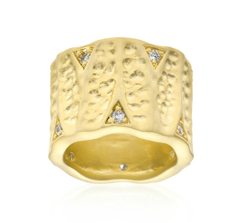 Emilia Textured Matte Golden Eternity Ring | 0.5ct | Cubic Zirconia | 18k Gold - Beloved Sparkles
 - 2