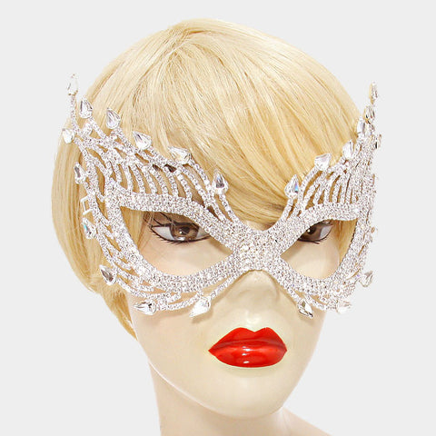 Finola Cat Eye Flame Statement Masquerade Mask | Crystal - Beloved Sparkles
 - 2