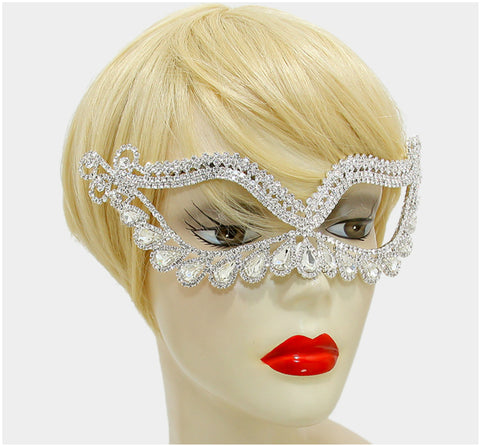 Itica Tear Drop Halo Masquerade Mask | Silver | Crystal - Beloved Sparkles
 - 2