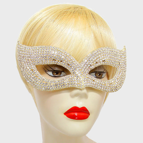 Ivanna Cluster Cat Eye Statement Gold Masquerade Mask | Crystal - Beloved Sparkles
 - 2