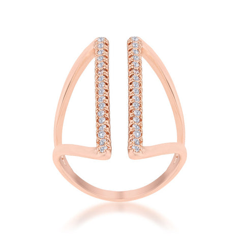 Jena Rose Gold Delicate Parallel Fashion Cocktail Ring | .8 Carat |Cubic Zirconia - Beloved Sparkles
 - 2