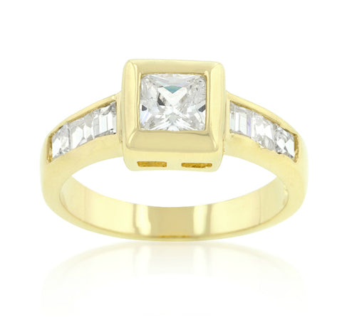 Jovi Simple Golden Square Bezel Ring | 2ct  | Cubic Zirconia | 18k Gold - Beloved Sparkles
 - 2