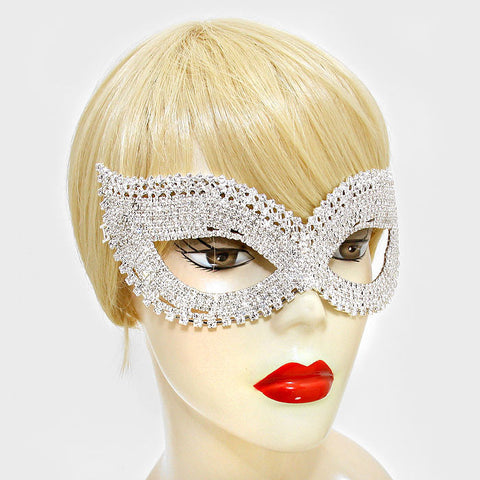 Juleen Cluster Statement Cat Eye Masquerade Mask | Silver | Crystal - Beloved Sparkles
 - 2