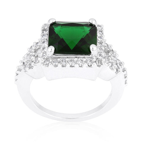 Kara Emerald Green Princess Cut Halo Cocktail Ring | 7 Carat | Cubic Zirconia - Beloved Sparkles
 - 3