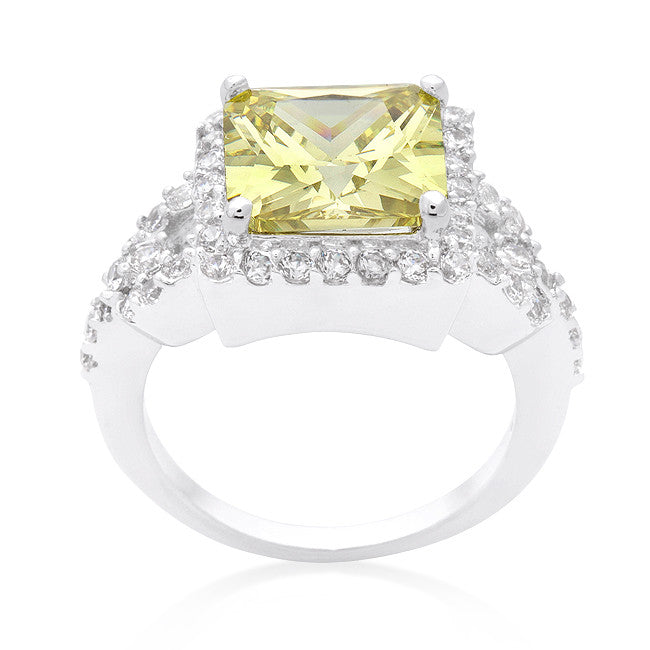 Kara Canary Yellow Princess Cut Halo Cocktail Ring | 7 Carat | Cubic Zirconia - Beloved Sparkles
 - 3