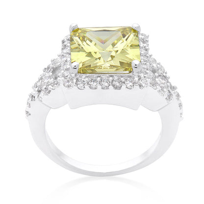 Kara Canary Yellow Princess Cut Halo Cocktail Ring | 7 Carat | Cubic Zirconia - Beloved Sparkles
 - 3