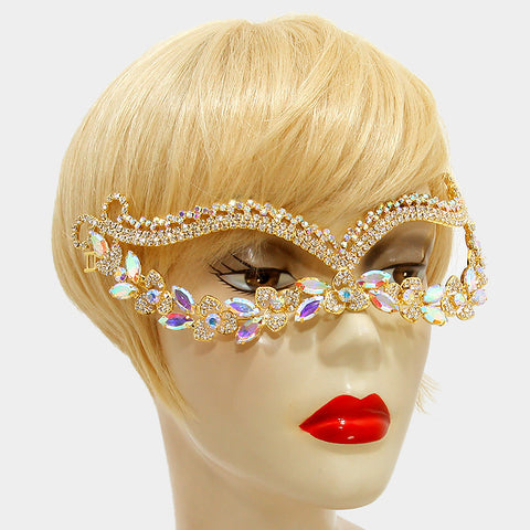 Katrice Gold Art Deco Cluster Statement Masquerade Mask | Crystal 1 - Beloved Sparkles
 - 2