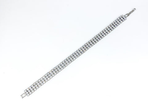 Kim 3 Row Round CZ Silver Tennis Bracelet | 20ct