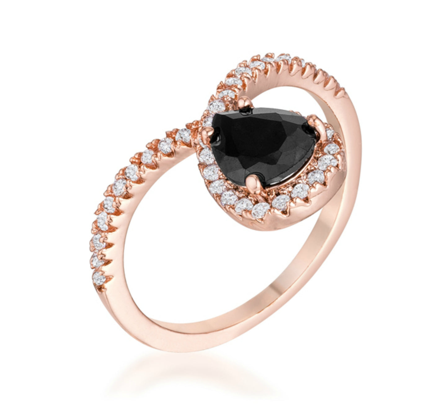Ladda 1.5ct Black Pear CZ Chevron Ring