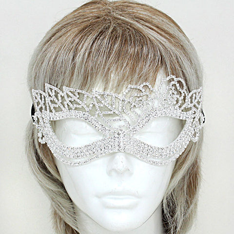 Lara Leaf Cluster Silver Masquerade Mask | Cystal - Beloved Sparkles
 - 3