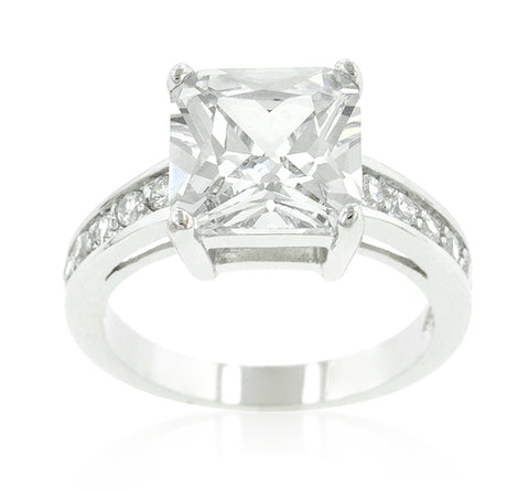 Lindsay Princess Cut Raised Pave Engagement Ring | 5.5ct | Cubic Zirconia - Beloved Sparkles
 - 1