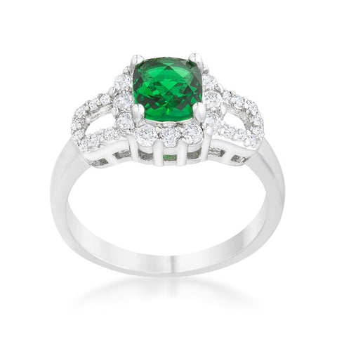 Liz Emerald Green Classic  Cocktail Ring  | 2 Carat | Cubic Zirconia - Beloved Sparkles
 - 1