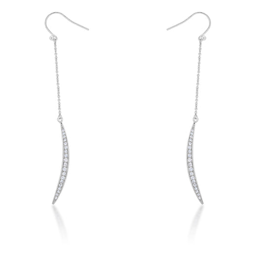 Luna Delicate Moon Drop Silver Earrings | 0.5ct